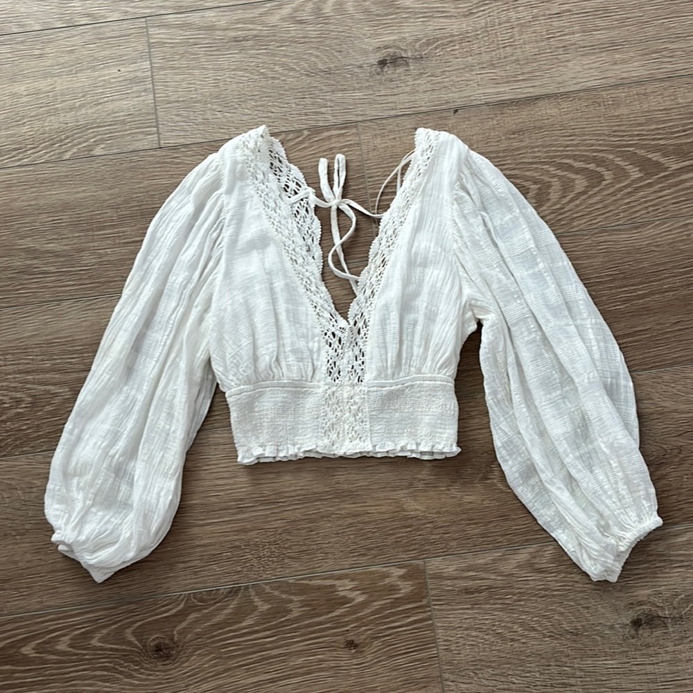 Long Sleeve White Crop Top